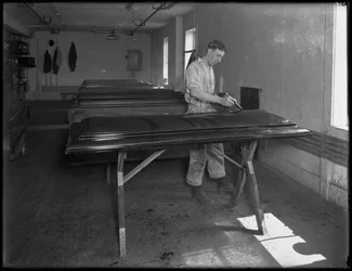 Flydende toppen af trækister, Oneida, New York, 3. april 1916