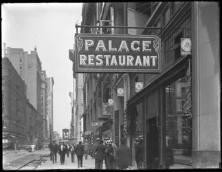Skilt til Palace Restaurant, W. 28th Street, New York City, 29. juli 1916