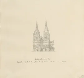 Lichfield Cathedral - Vestfronten: pennetegning, nd [slut 17. århundrede] (tegning)