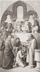 The Baptism of King Ethelbert (ca. 552-616) of Kent af St. Augustine i Canterbury i 597, fra 