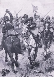 Kavalerikonflikten ved Dunbar 3. september 1650, illustration fra britiske slag på land og hav, 1915