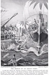 Nederlaget for en jonisk flåde, illustration fra "Hutchinson