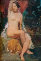 Kvinde ved et springvand, c1840.