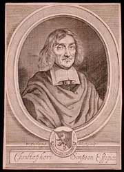 Portræt af Christopher Simpson (ca. 1605-69) (gravering)