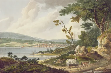 Newburg, nr. 14 fra Hudson River Portfolio, indgraveret af J. Hill, 1821-25