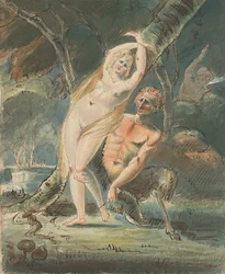 Amymone med en lecherous Satyr, 1770-80.