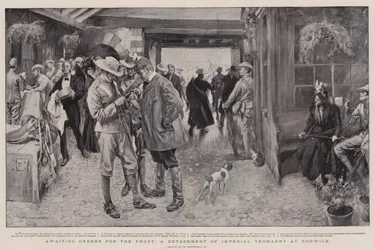 Afventer ordrer til fronten, en afdeling af kejserlig Yeomanry i Norwich