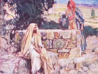 Kristus og kvinden fra Samaria, fra The Bible Story udgivet af Hodder & Stoughton, ca.1930