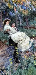 Crossing the Brook (akvarel på papir)