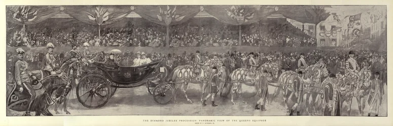 Diamond Jubilee Procession, panoramaudsigt over Queens Equipage