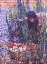 Fundet af Moses, fra The Bible Story udgivet af Hodder & Stoughton, ca. 1930 (farve litho)