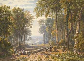 Træhuggere ved Park Place, Henley, Themsen Beyond, ca. 1826.