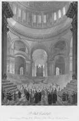 St. Pauls katedral. Jubilæumsmøde for børnene fra Charity Schools of London, c1841