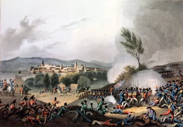 Slaget ved Vitoria, 21. juni 1813, raderet af I. Clark, akvatinteret af M. DuBourg