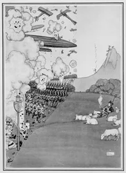 Udsigt over krigen fra Schweiz, fra "Some Frightful War Pictures", 1915