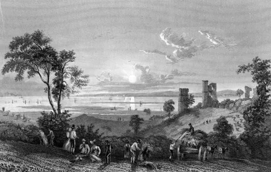 Hadleigh Castle, Essex, ser mod Sheerness, indgraveret af William Watkins, 1835