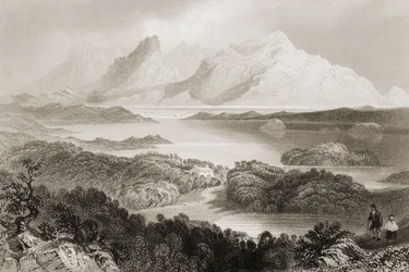 Lake Garromin, Connemara, County Galway, fra 