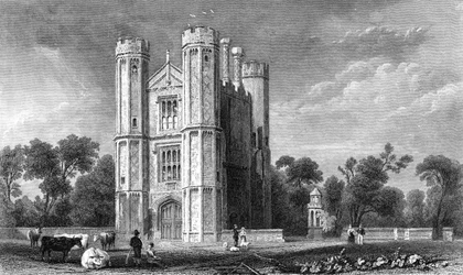Leighs Priory, Essex, graveret af E. Young, 1832