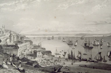 Udsigt over Cobh Harbour, ser mod Rostellan, County Cork, Irland i 1830