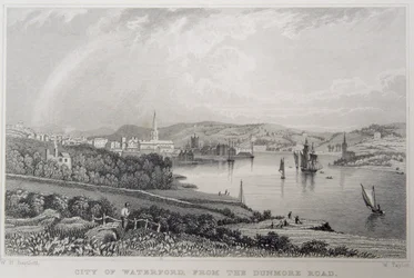 Udsigt over Waterford fra The Dunmore Road, Irland, indgraveret af W. Taylor
