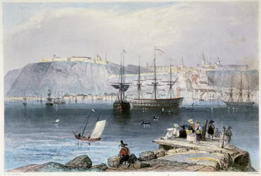 Vue de Québec et de son port (Canada) - i "" Canadian Scenery illustrated"" af William Henry Bartlett, red. George Dyd