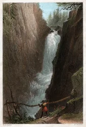 Vandfald i Aar. (Gravering, ca. 1850)