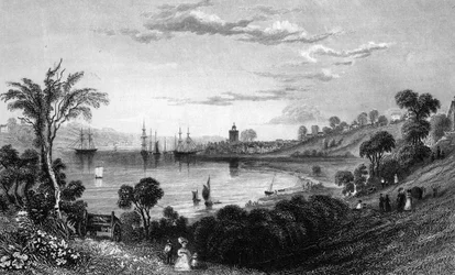 Wivenhoe, Essex, graveret af John Rogers, 1832