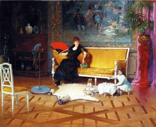 The Dolls Tea Time, 1885 olie på panel