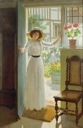 By the Cottage Door (olie på lærred)