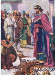 David konge over Israel, fra The Bible Picture Book udgivet af Thomas Nelson, ca.1950