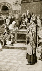 Jocelyn, biskop af Glasgow, i Northampton, 1176, illustration fra 