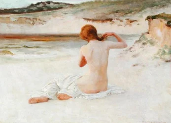 Nøgenfigur på en strand