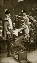 Regent Moray arresterer sine fjender, 1569, illustration fra 