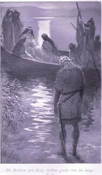 Sir Bedivere satte forsigtigt kong Arthur ind i prammen