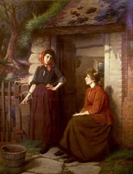 Village Gossip (olie på lærred)