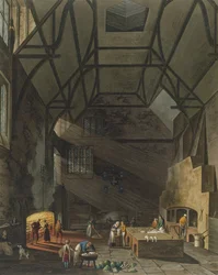 Interior of the Kitchen, Trinity College, Cambridge, fra The History of Cambridge, indgraveret af Joseph Constantine Stadler (fl.1780-1812), pub. af R. Ackermann, 1815 (farveakvatint)