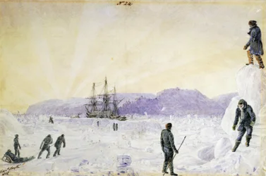 HMS Terror fanget i isen nær Southampton Island, Nunavut, Canada