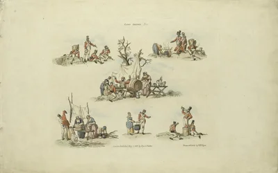 Lejrscener, 1803 (farvet radering)