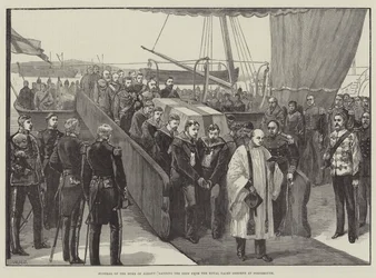 Begravelse af hertugen af Albany, lander liget fra Royal Yacht Osborne i Portsmouth