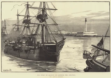 HMS Sultan ud for Ras-el-Tin, eller Lighthouse Fort, Alexandria