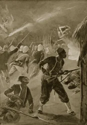Det var et natangreb, og fjenden havde fanget dem i lur, illustration fra 