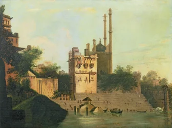 Foster 94 (88) Aurangzebs moske ved Ganges-floden, Raja Abal-paladset, Benares