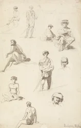 Ark med studier af orientalske figurer