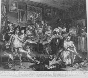 A Rakes Progress, Plate 3, The Tavern Scene