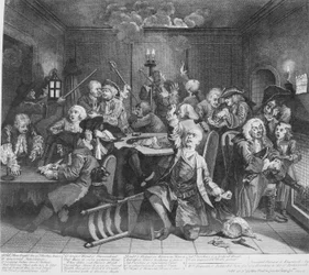 A Rakes fremgang, plade 6, scene i et spillehus