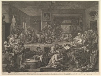 An Election Entertainment, Plade I: Four Prints of an Election, 24. februar 1755.