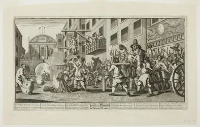 Burning the Rumps at Temple Bar, planche 11 fra Hudibras