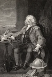 Kaptajn Thomas Coram, graveret af Benjamin Holl, fra 