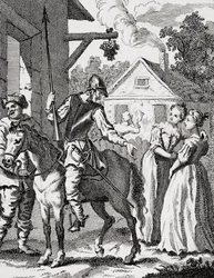 Don Quixote og Sancho Panza på en kro, udgivet 1798