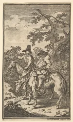 Hudibras Sallying Forth Sytten små illustrationer for Samuel Butlers Hudibras, nr..., 1721-26.